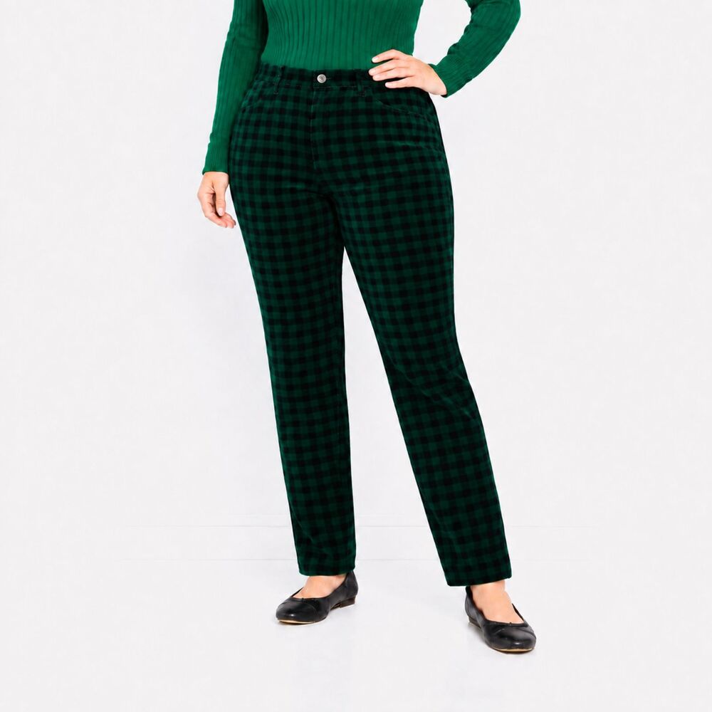 Talbots Velveteen Black Watch Tartan Plaid Pants Size 18WP NWOT